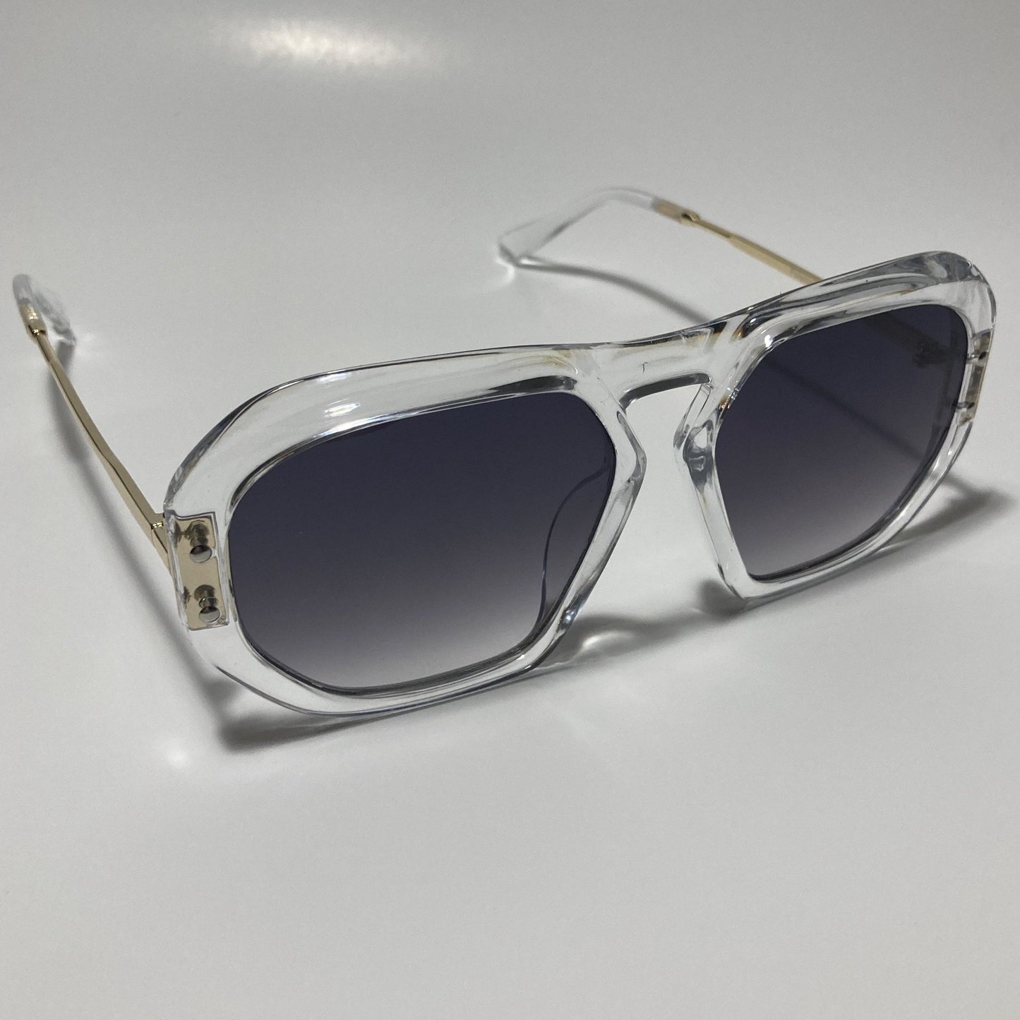 womens clear black and gold oversize sunglasses