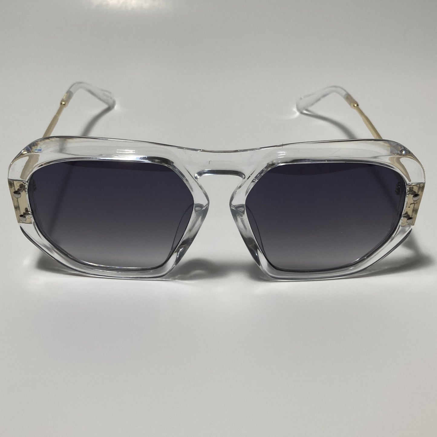 womens clear black and gold oversize sunglasses