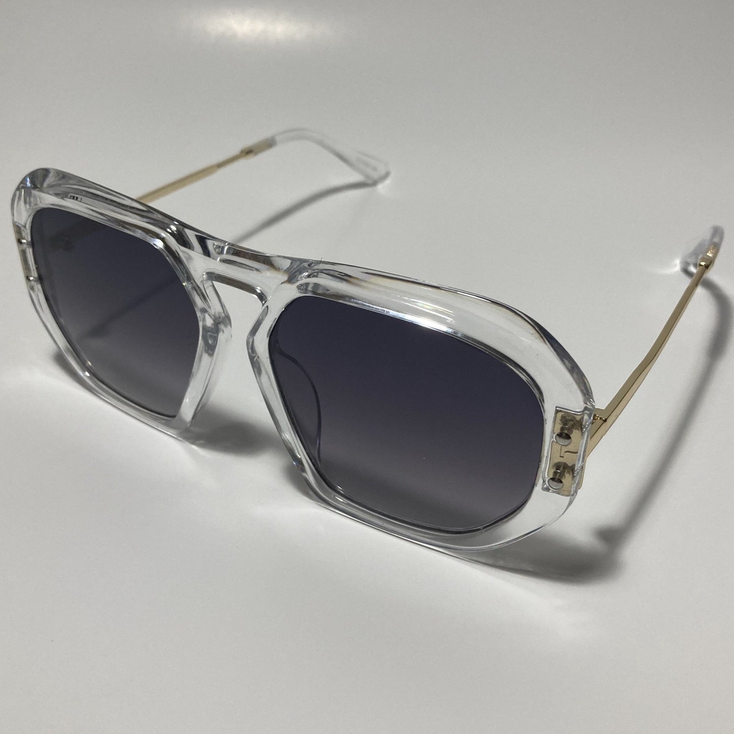 womens clear black and gold oversize sunglasses