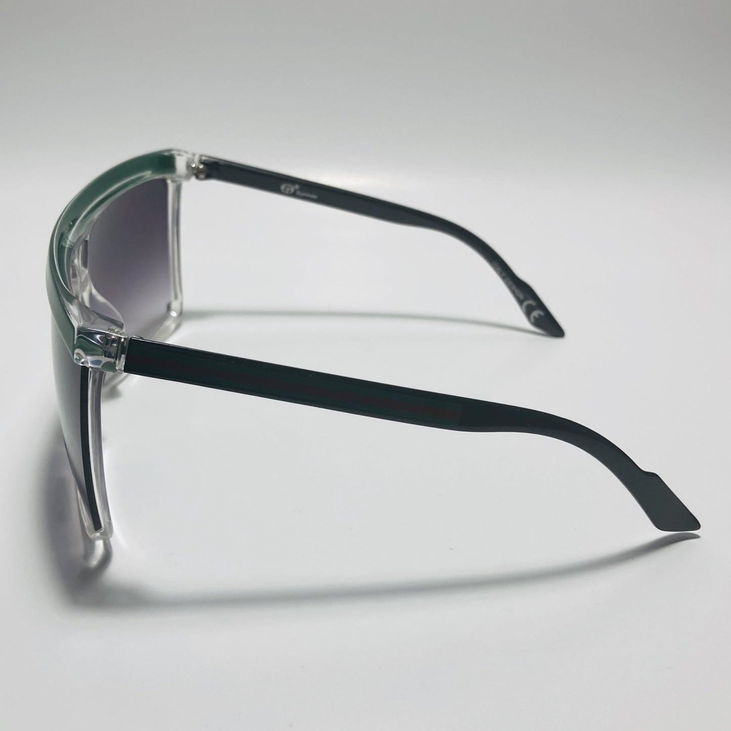 mens and womens green and black shield sunglasses