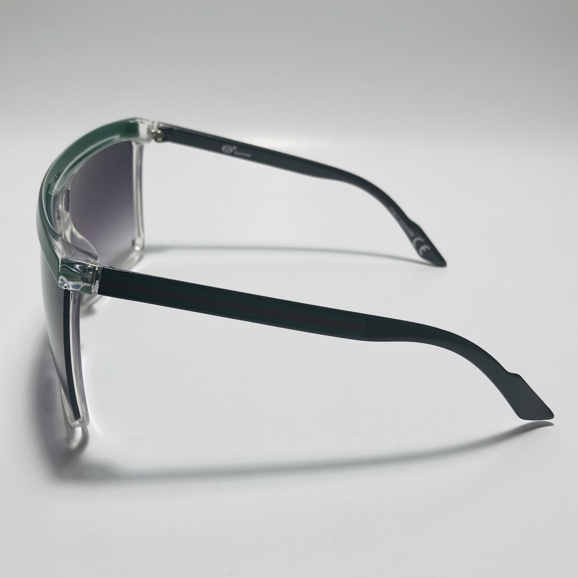 mens and womens green and black shield sunglasses