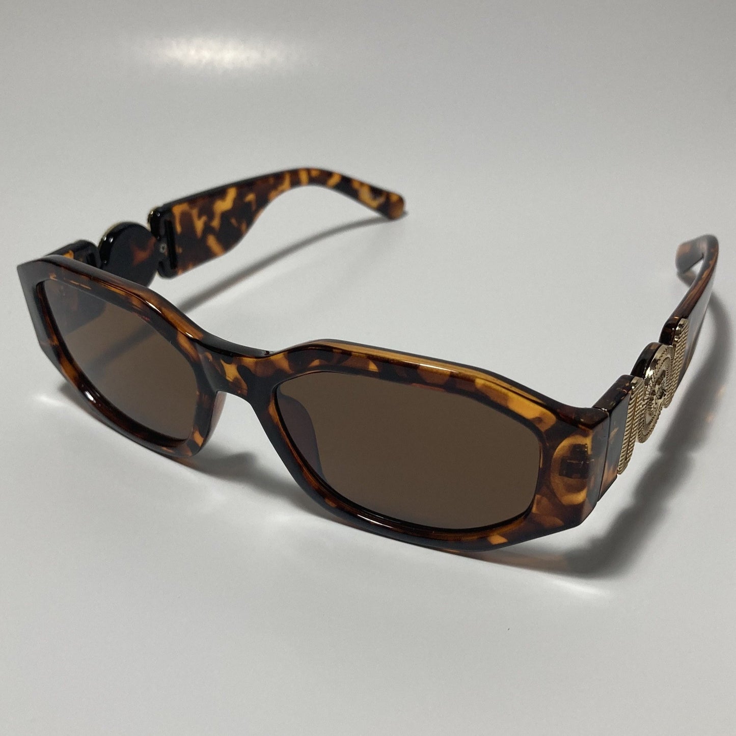 mens and womens brown and gold biggie sunglasses
