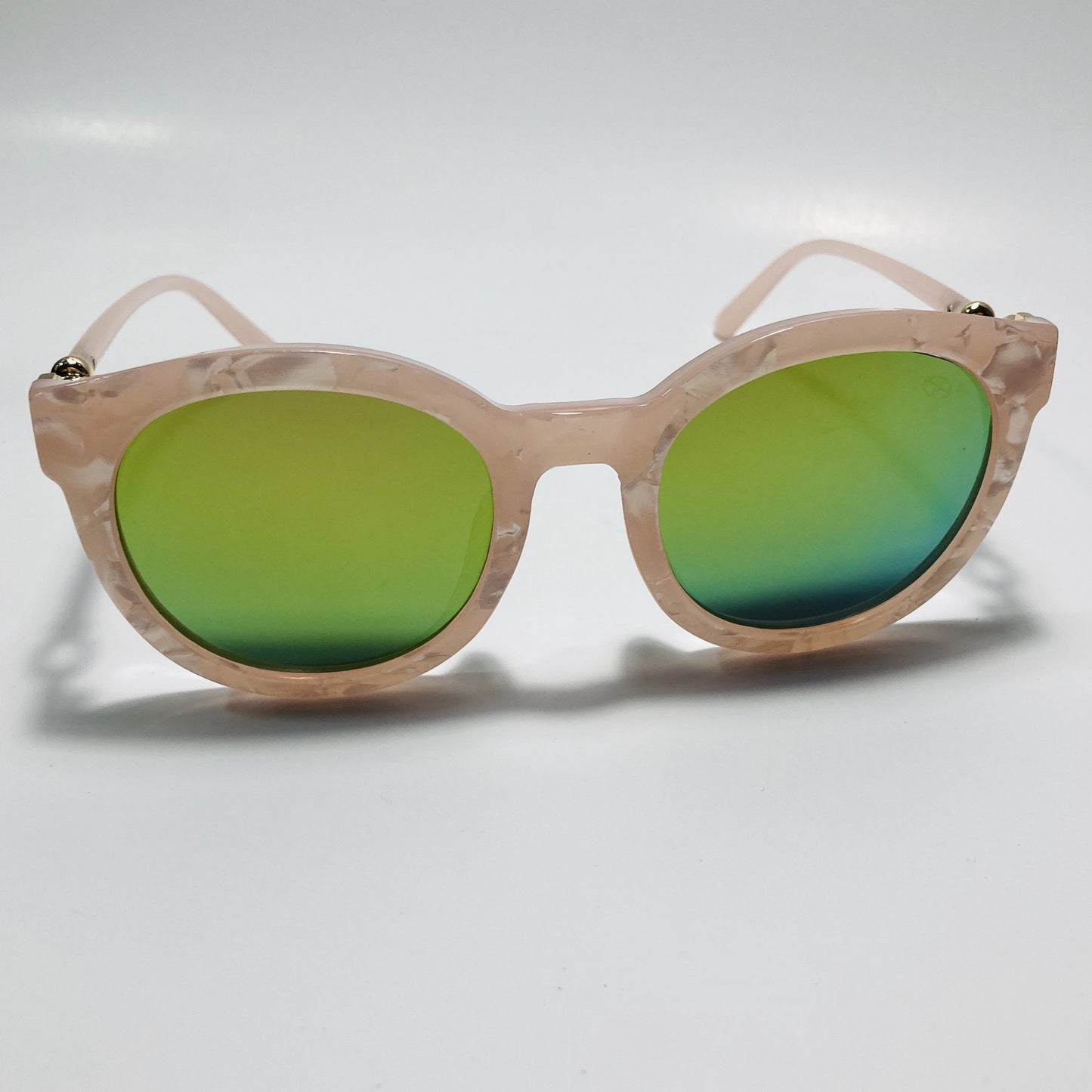 womens pink sunglasses with mirrored green lenses
