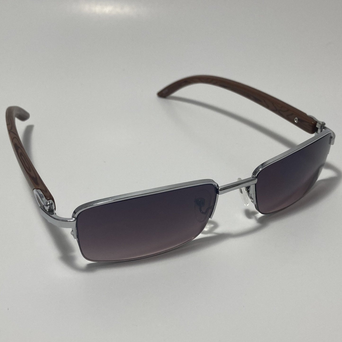 silver and black Mens and womens metal square sunglasses half rim