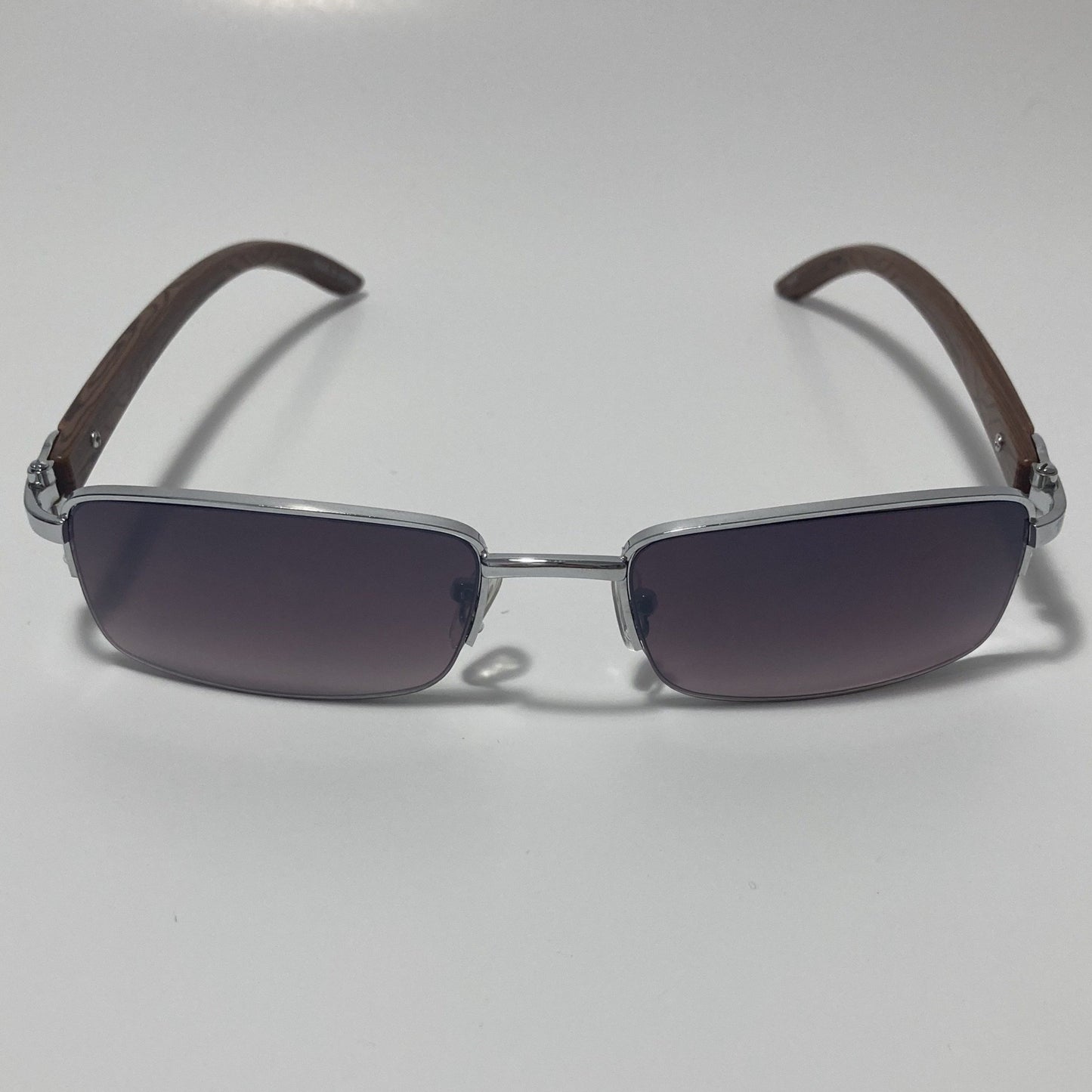 silver and black Mens and womens metal square sunglasses half rim