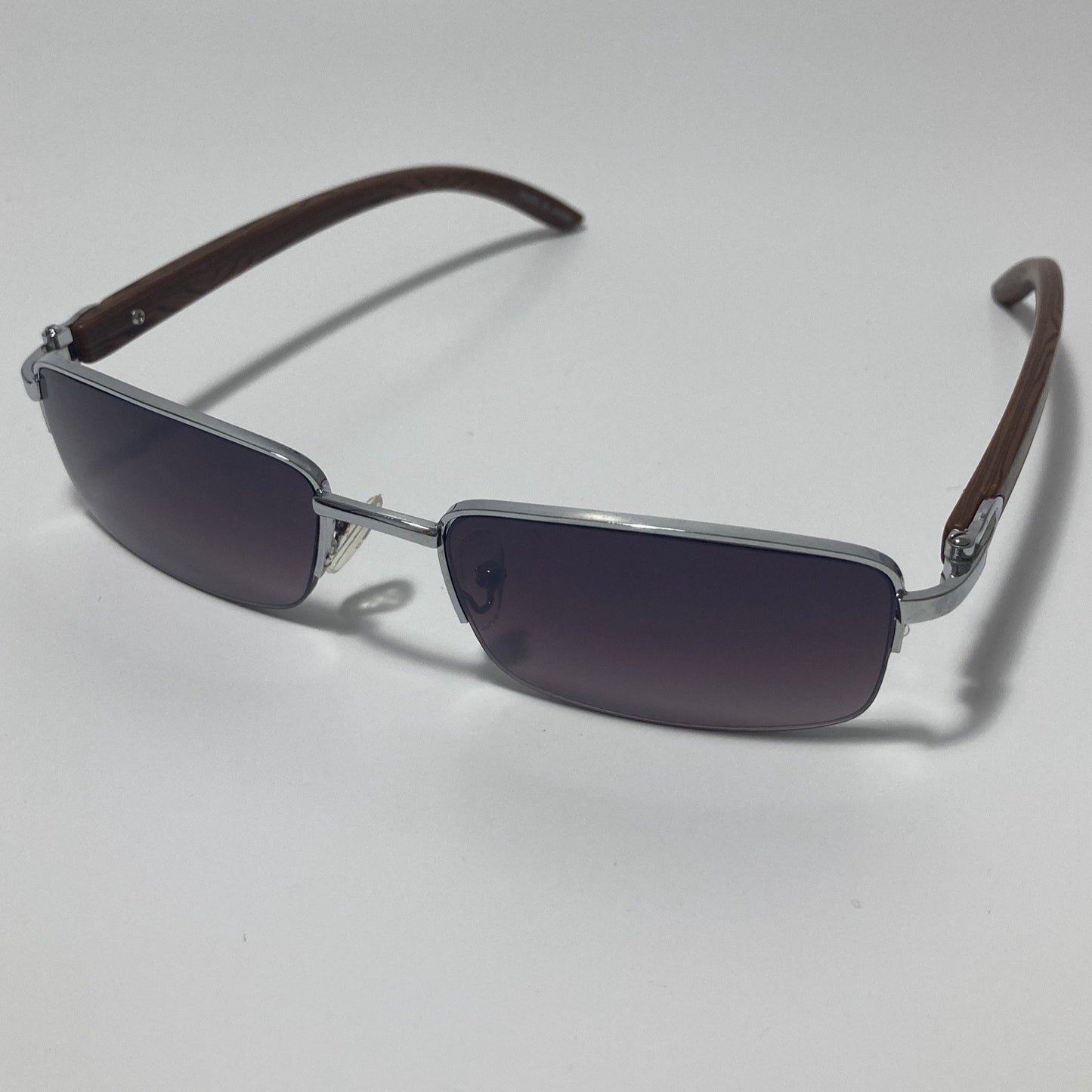 silver and black Mens and womens metal square sunglasses half rim