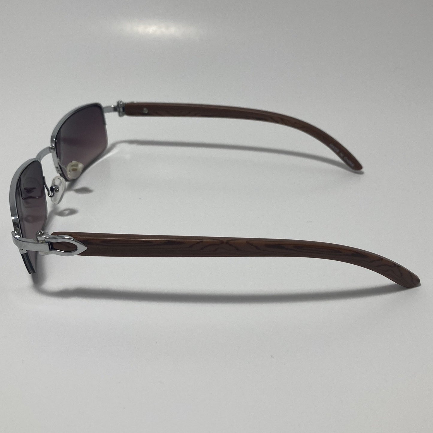 silver and black Mens and womens metal square sunglasses half rim
