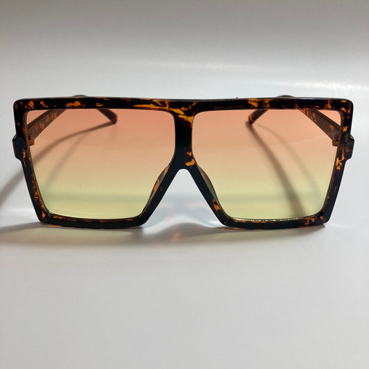 womens brown orange and yellow square oversize sunglasses