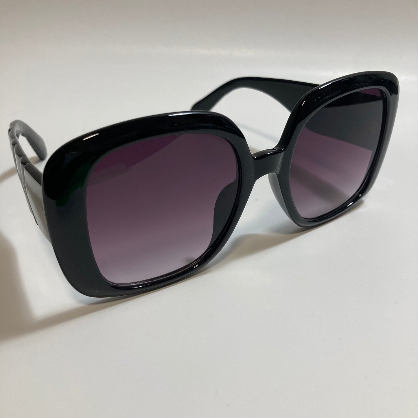 black oversize square womens sunglasses with black lenses