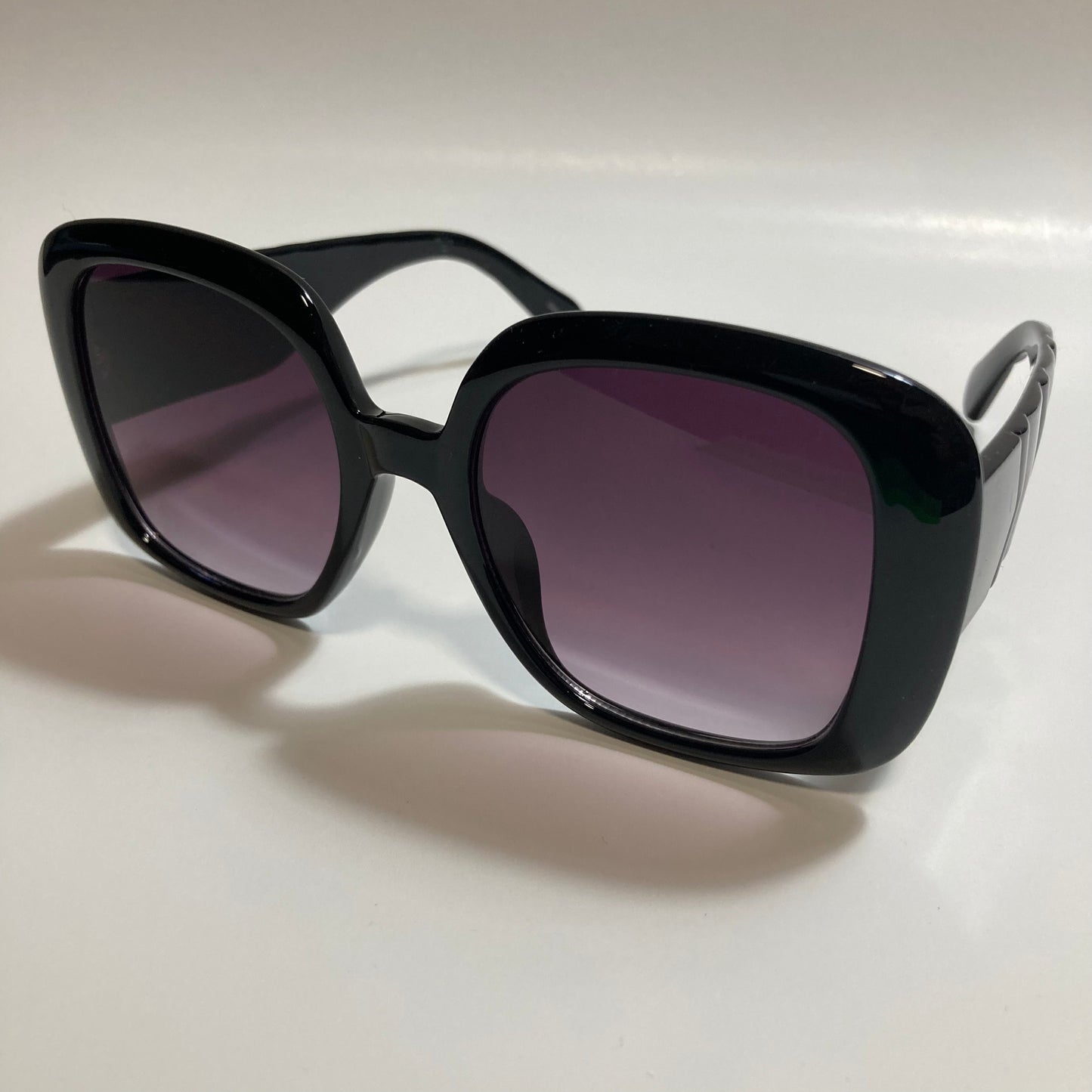 black oversize square womens sunglasses with black lenses
