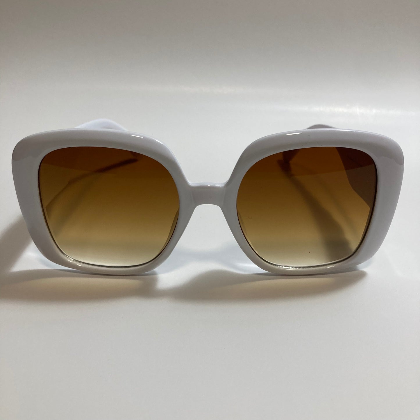 white oversize square womens sunglasses with brown lenses