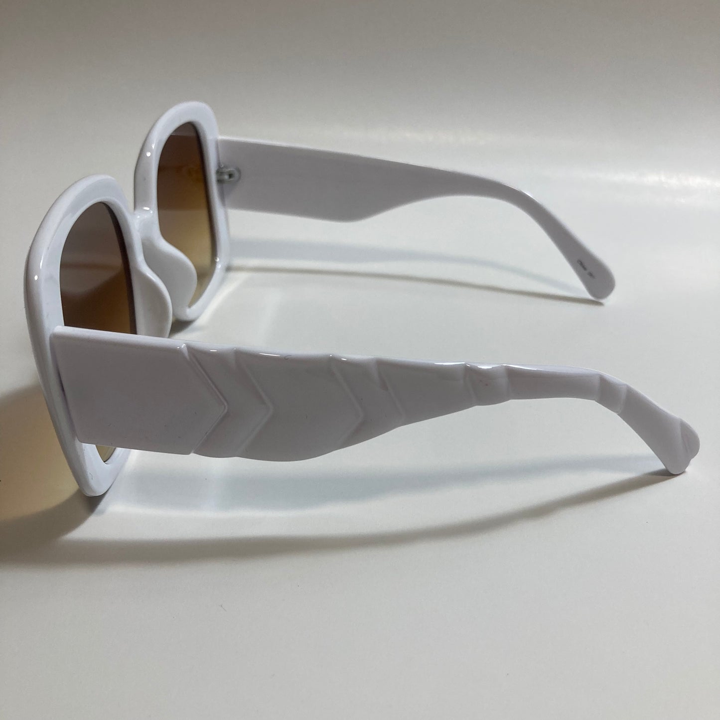 white oversize square womens sunglasses with brown lenses