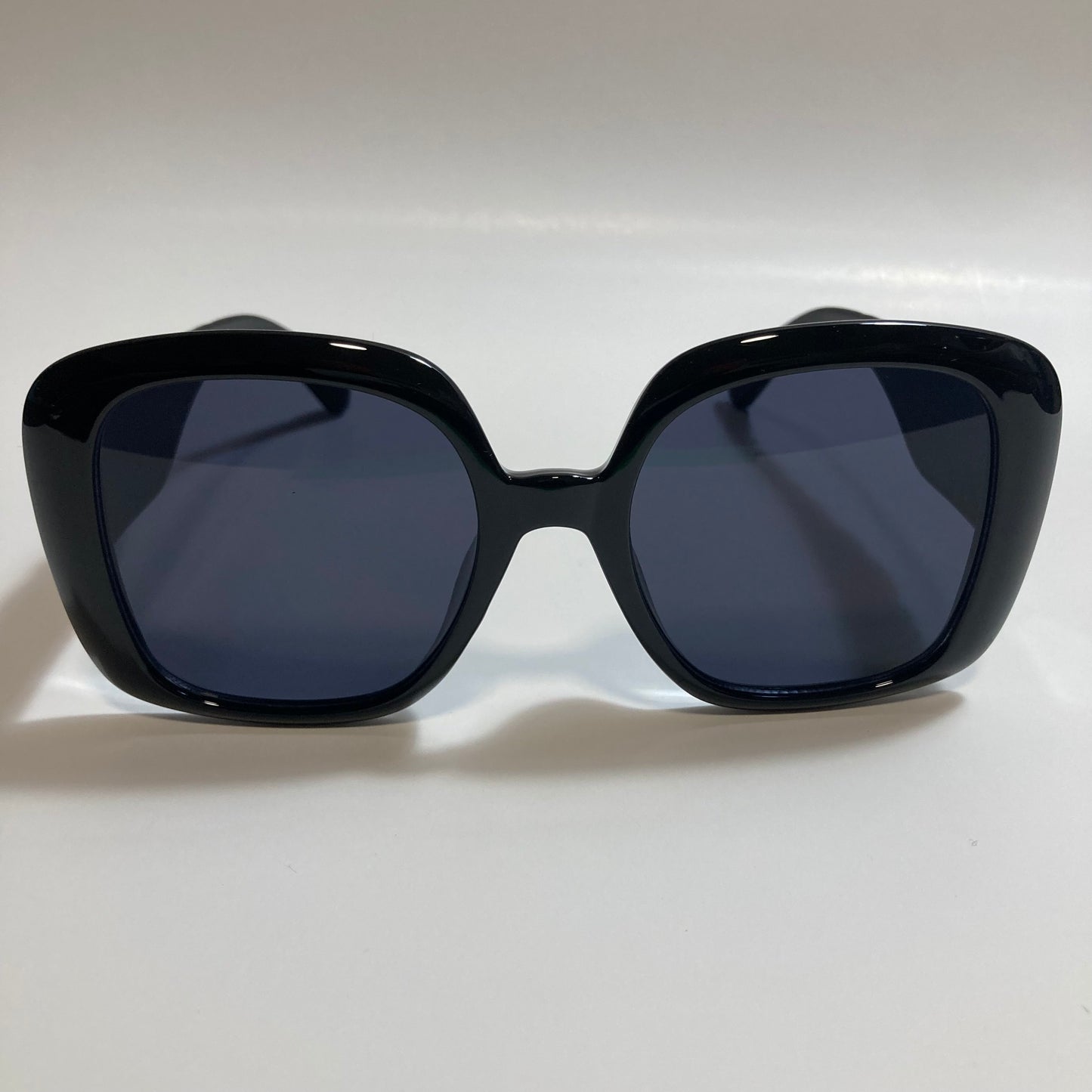 black oversize square womens sunglasses with black lenses