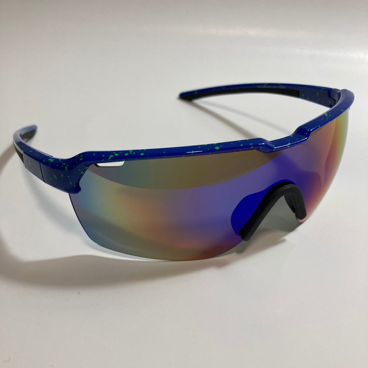 mens blue and green mirrored baseball sunglasses