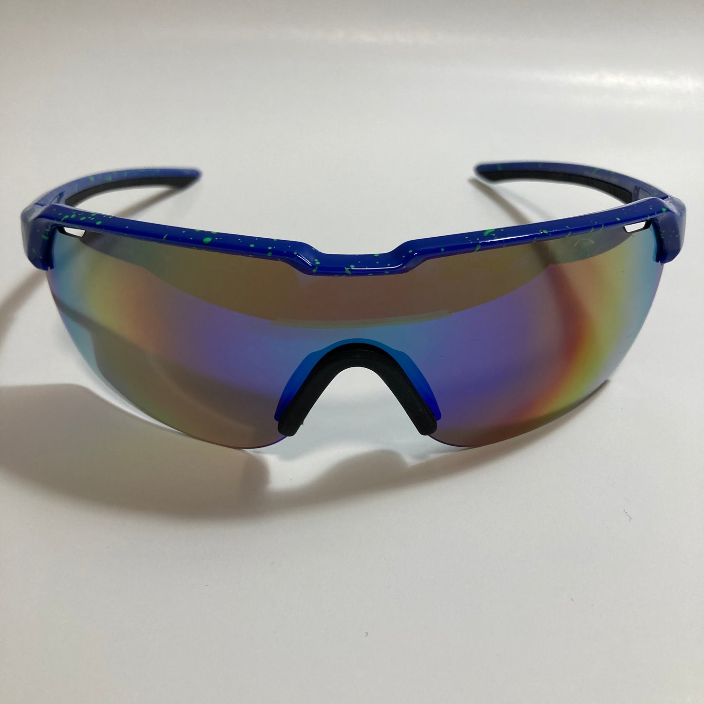 mens blue and green mirrored baseball sunglasses