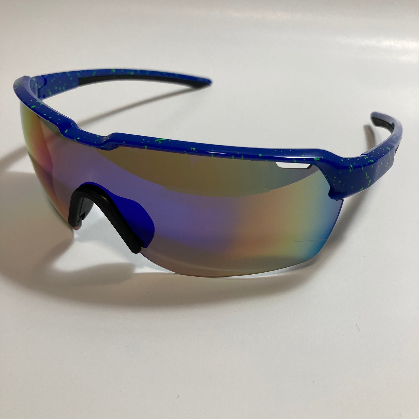 mens blue and green mirrored baseball sunglasses