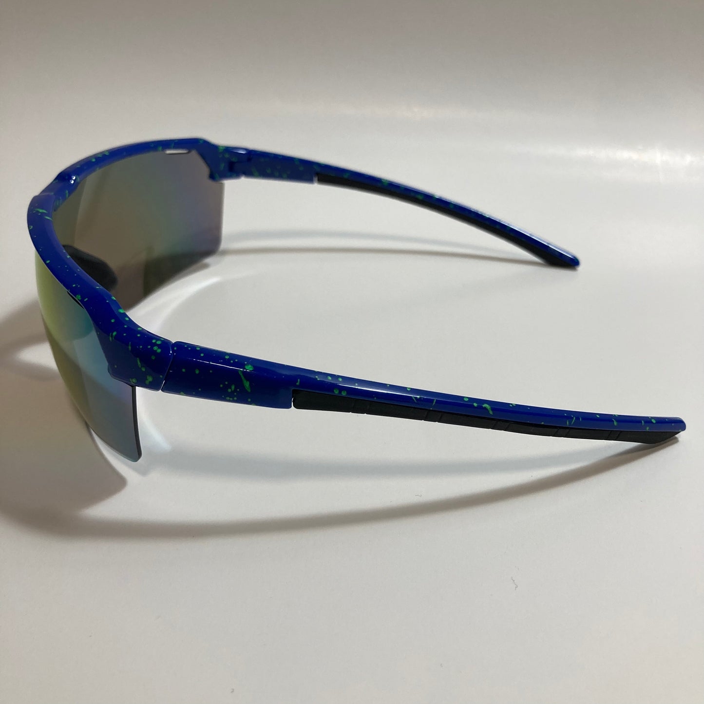 mens blue and green mirrored baseball sunglasses