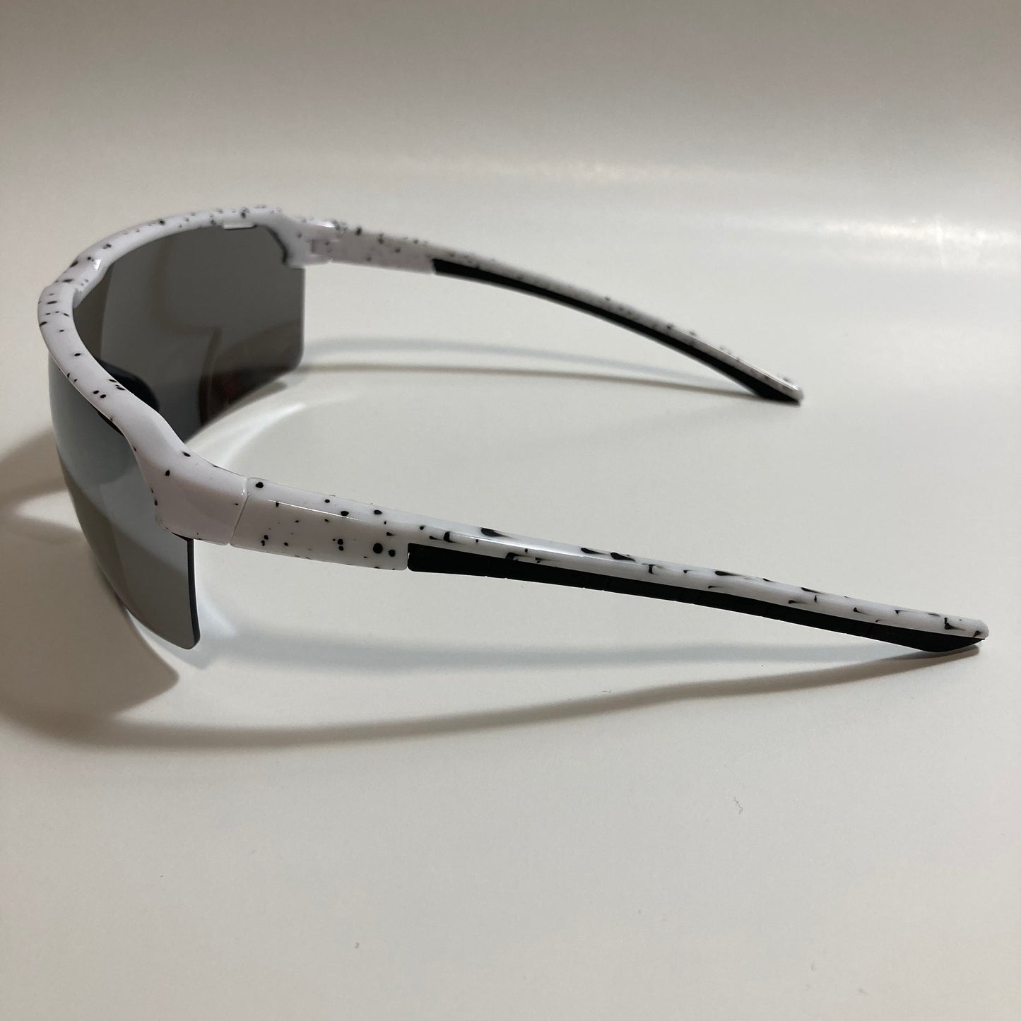 mens white and silver mirrored baseball sunglasses