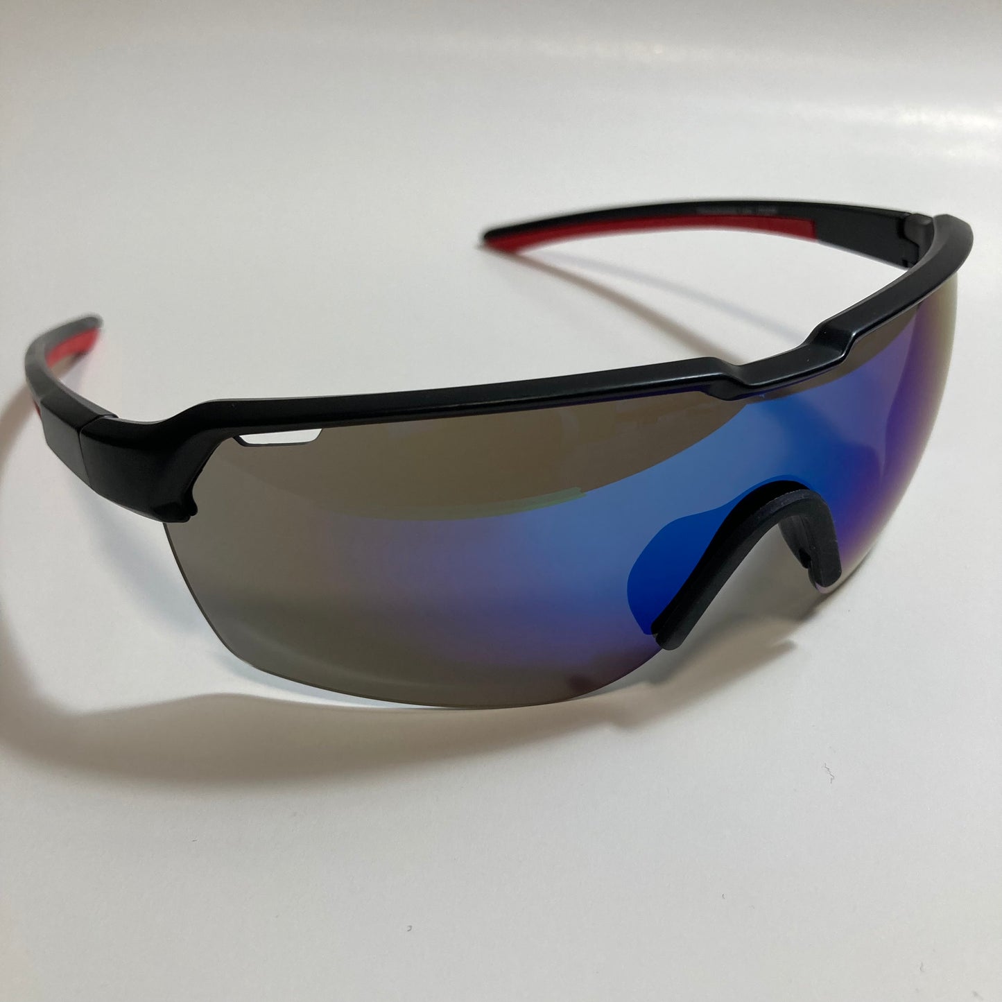 mens blue and black mirrored baseball sunglasses