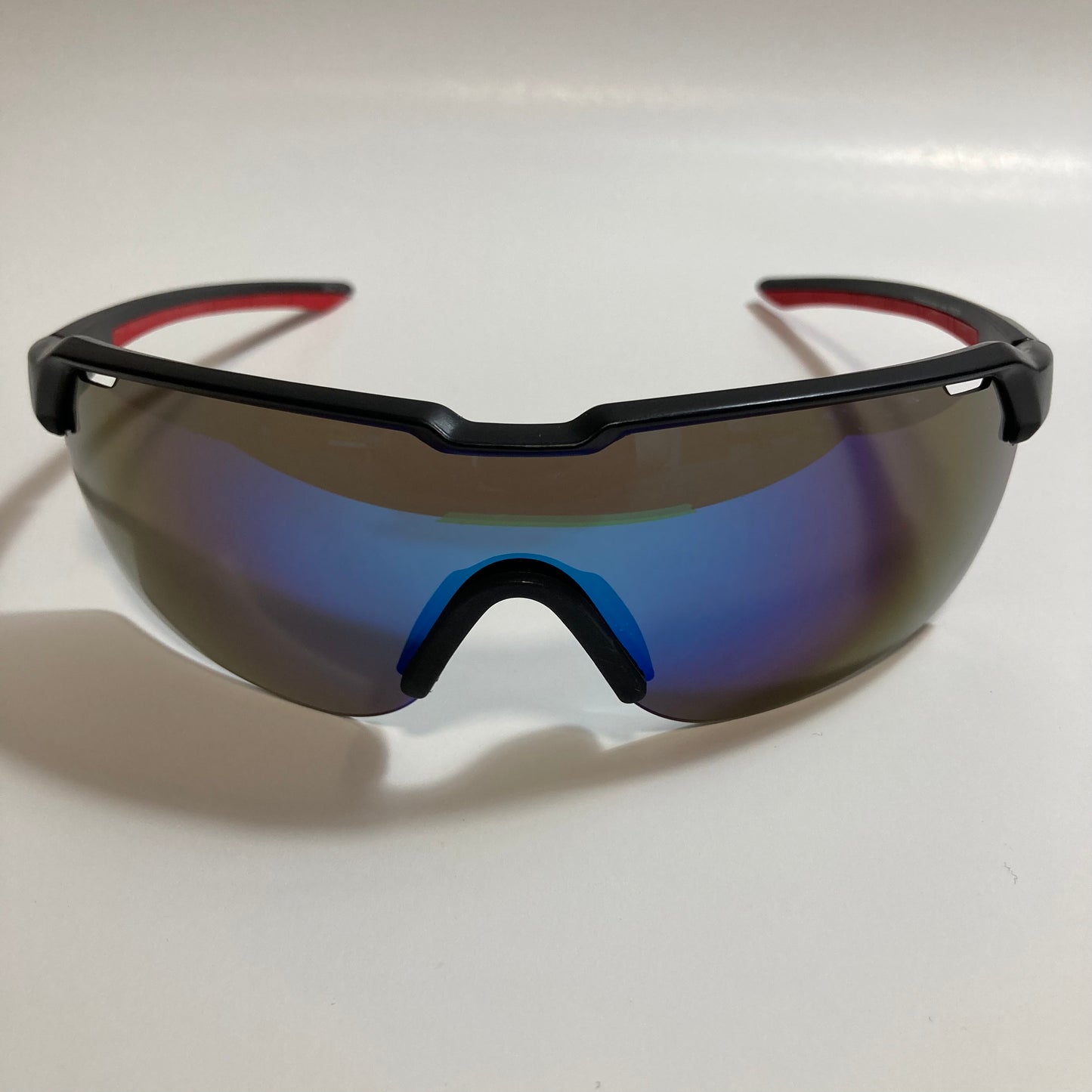 mens blue and black mirrored baseball sunglasses