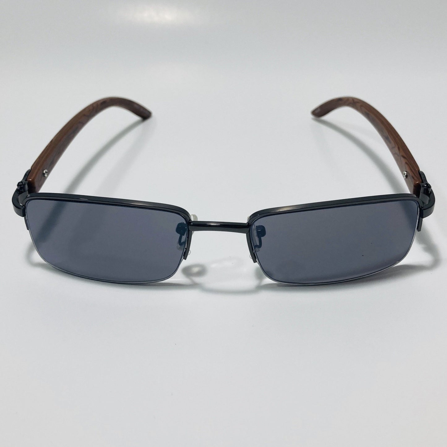 black Mens and womens metal square sunglasses half rim