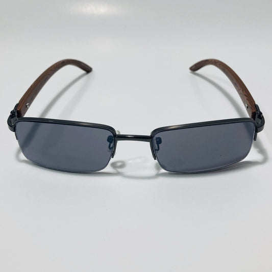 black Mens and womens metal square sunglasses half rim