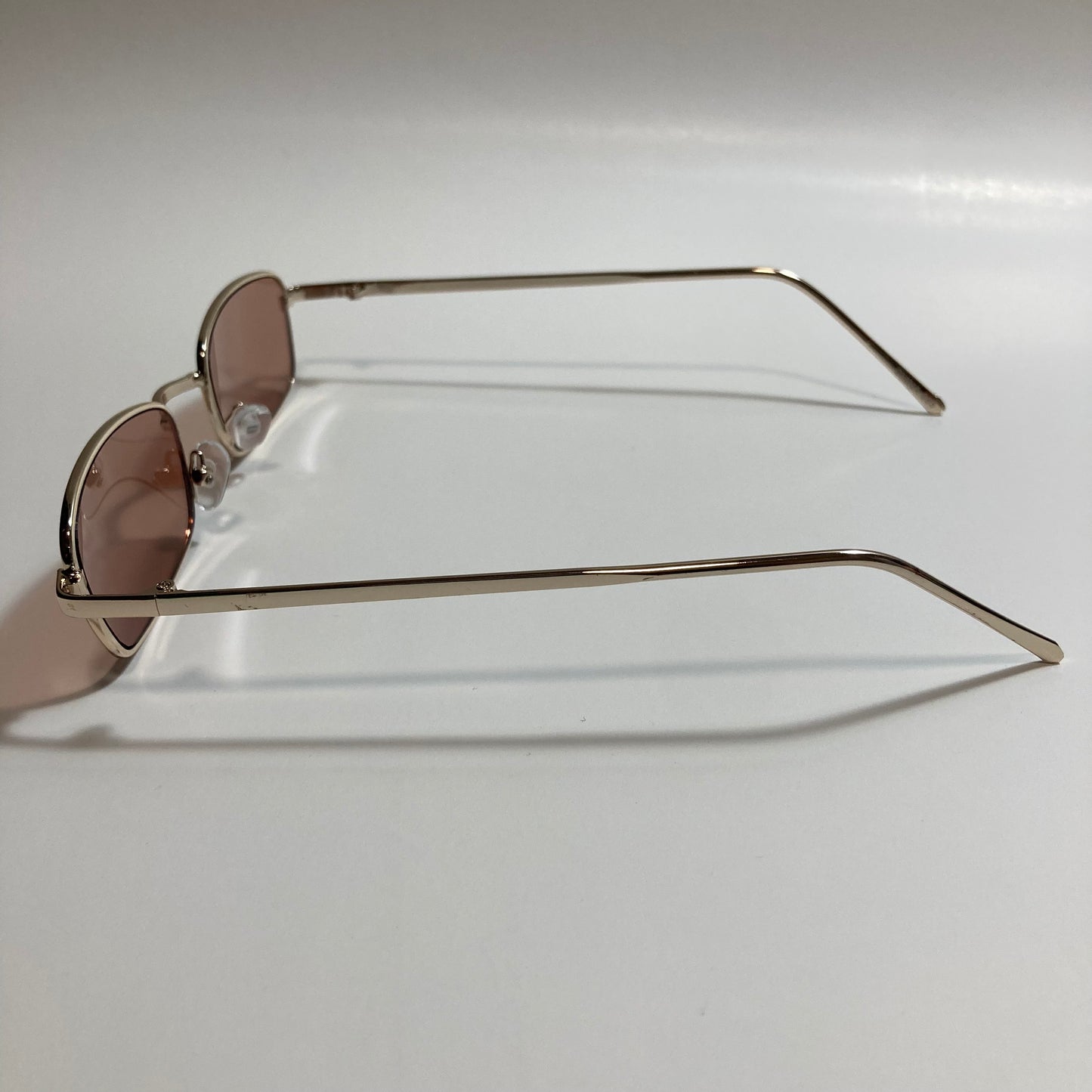 mens and womens gold and brown square sunglasses