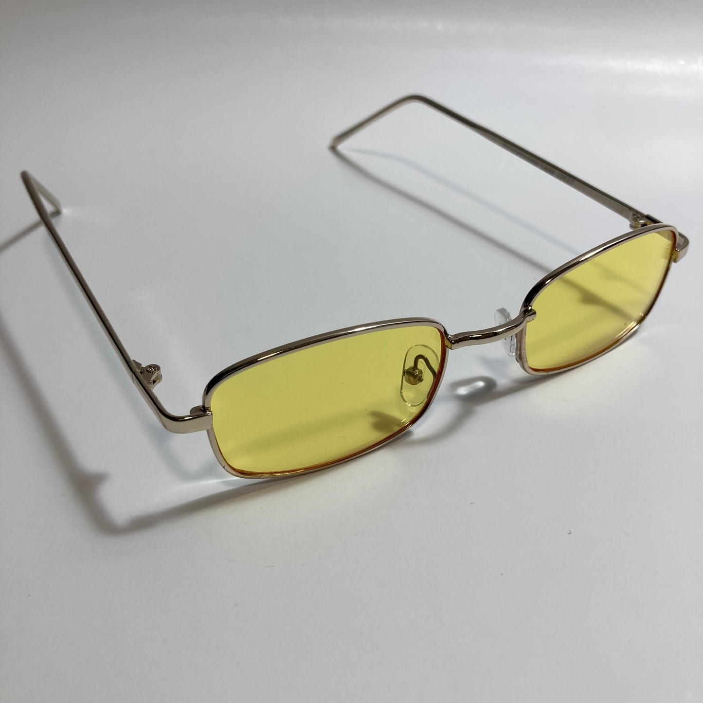 mens and womens gold and yellow square sunglasses