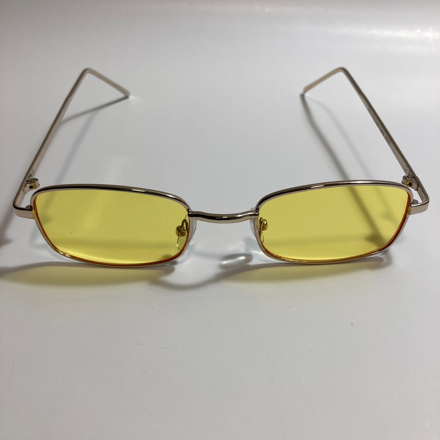 mens and womens gold and yellow square sunglasses