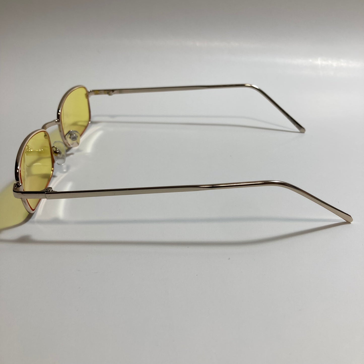 mens and womens gold and yellow square sunglasses