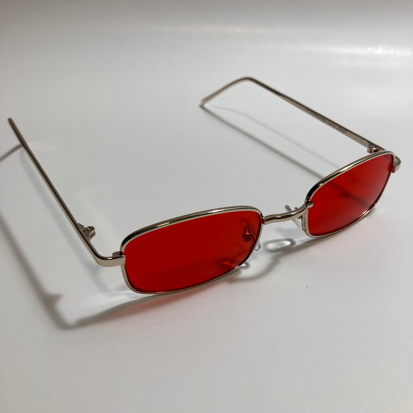 mens and womens gold and red square sunglasses