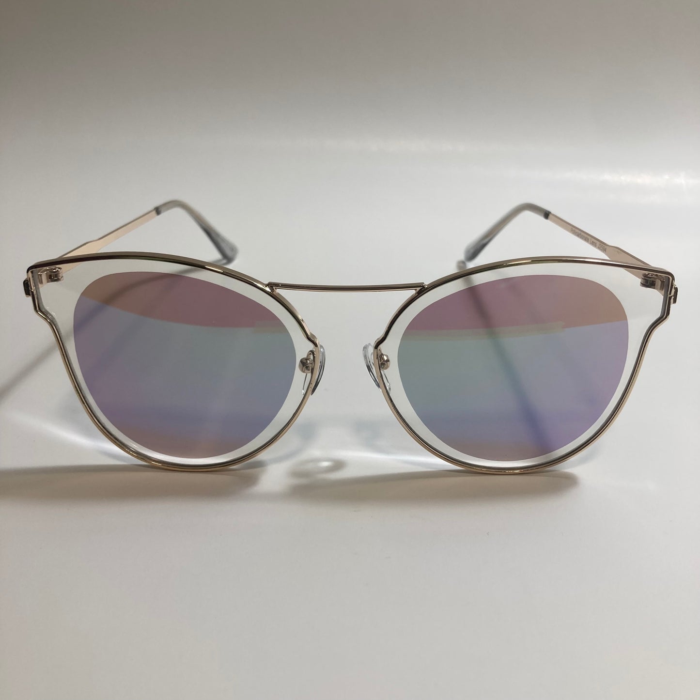womens gold and blue mirrored sunglasses