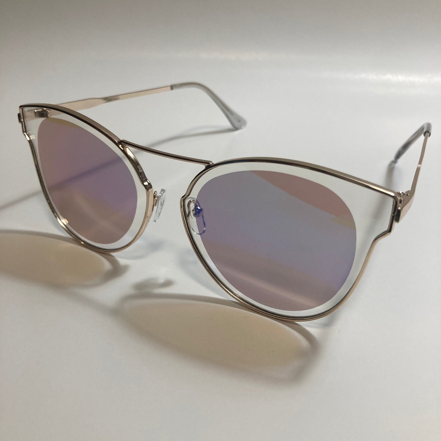 womens gold and blue mirrored sunglasses
