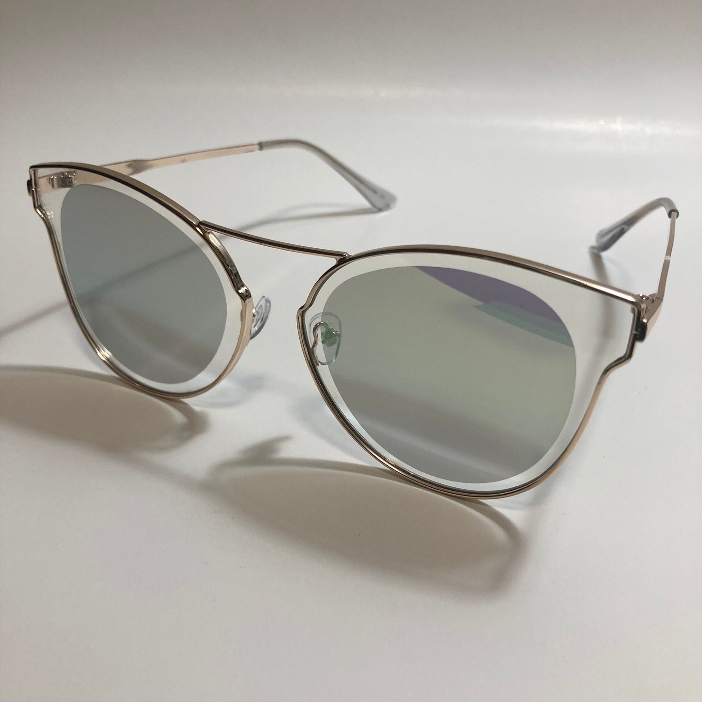 womens gold and blue mirrored sunglasses