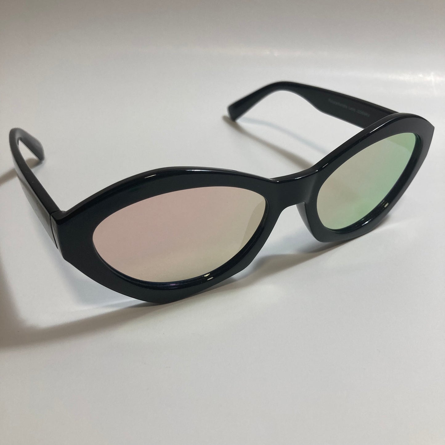 womens black and pink mirrored cat eye sunglasses