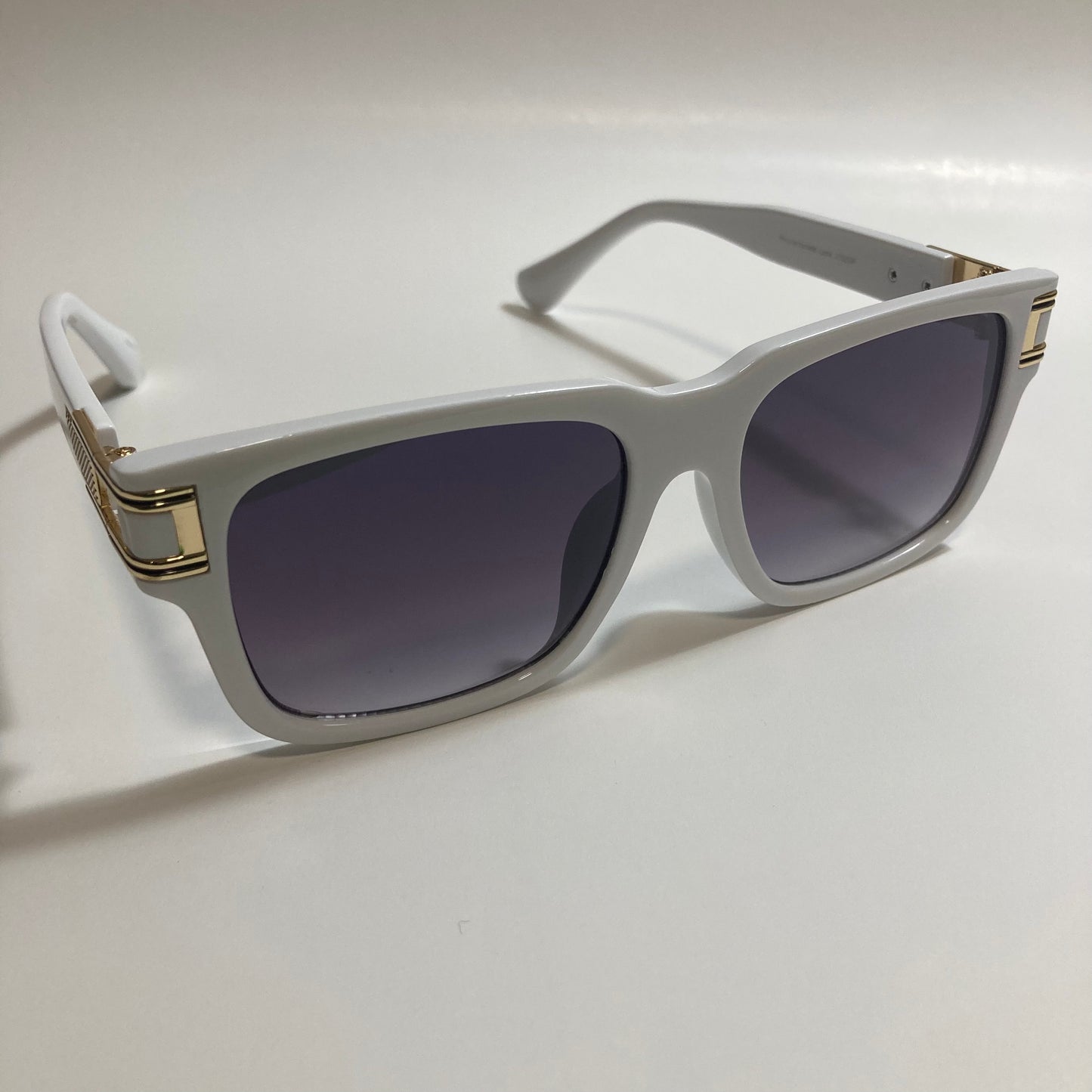 mens and womens white and gray square gazelle sunglasses