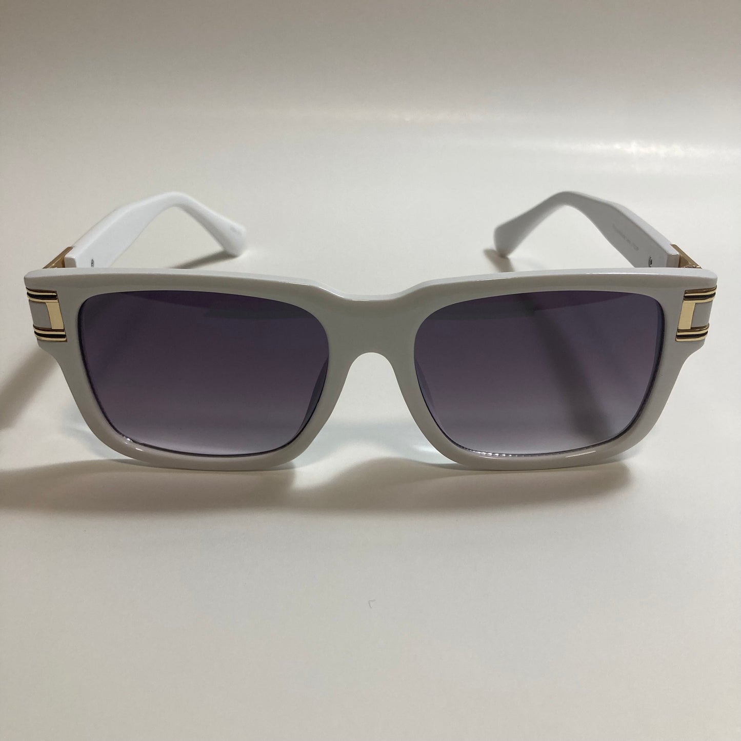 mens and womens white and gray square gazelle sunglasses