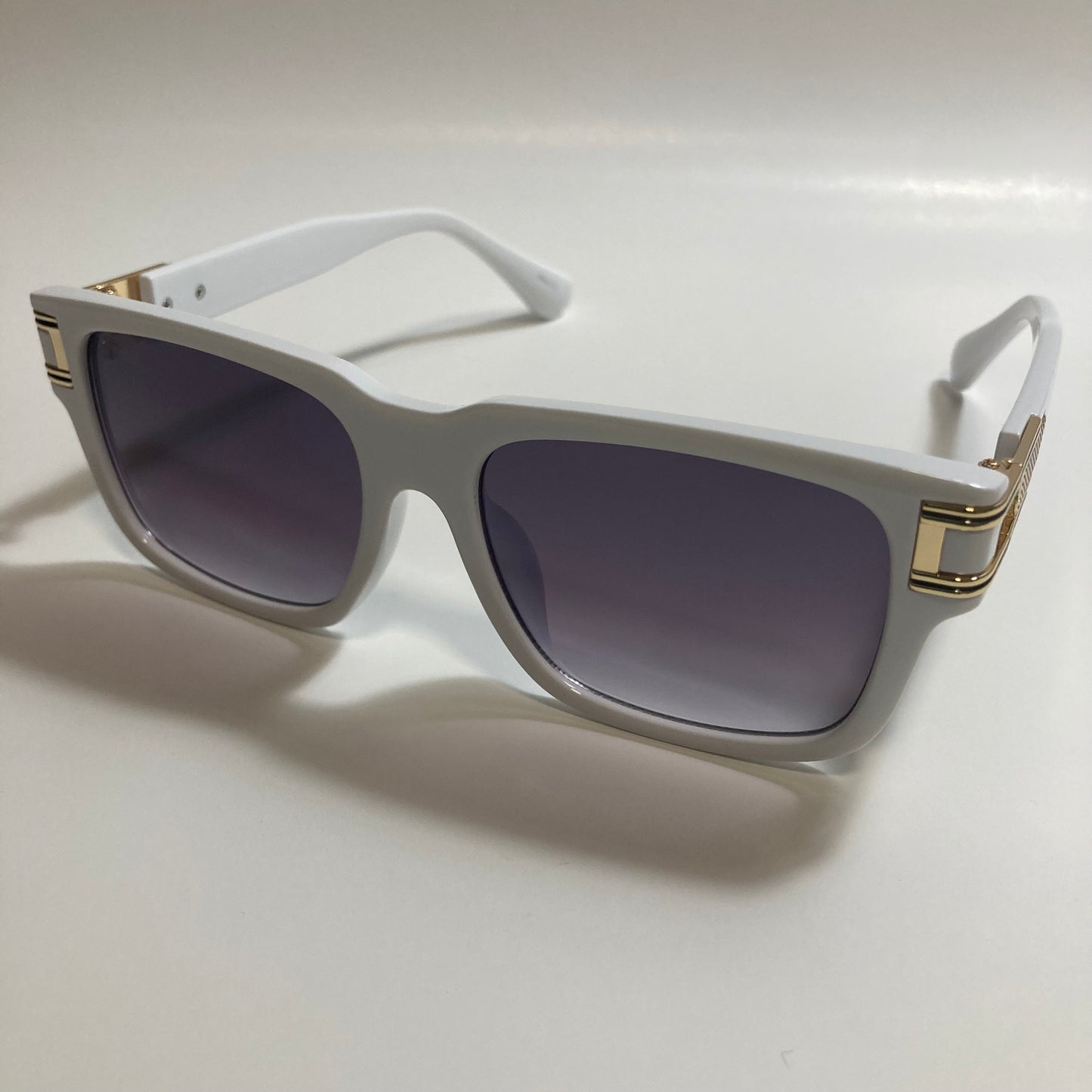 mens and womens white and gray square gazelle sunglasses