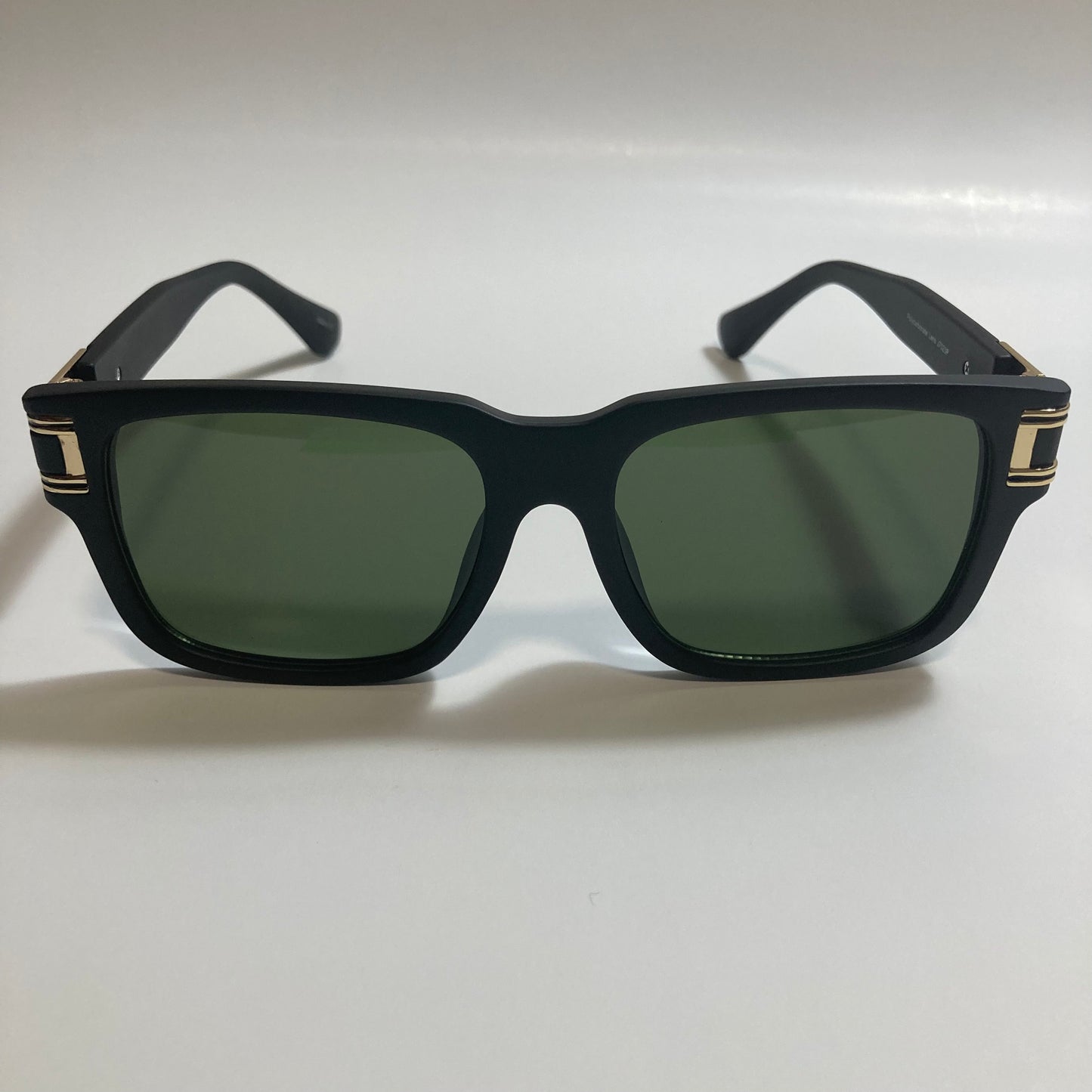 mens and womens black and green square gazelle sunglasses