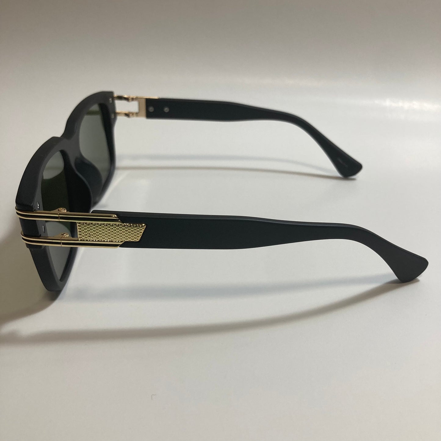 mens and womens black and green square gazelle sunglasses