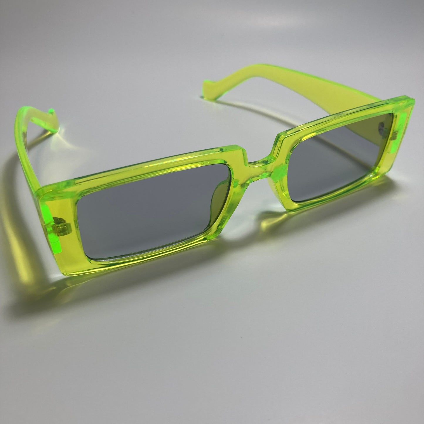 mens and womens neon green and black square y2k sunglasses