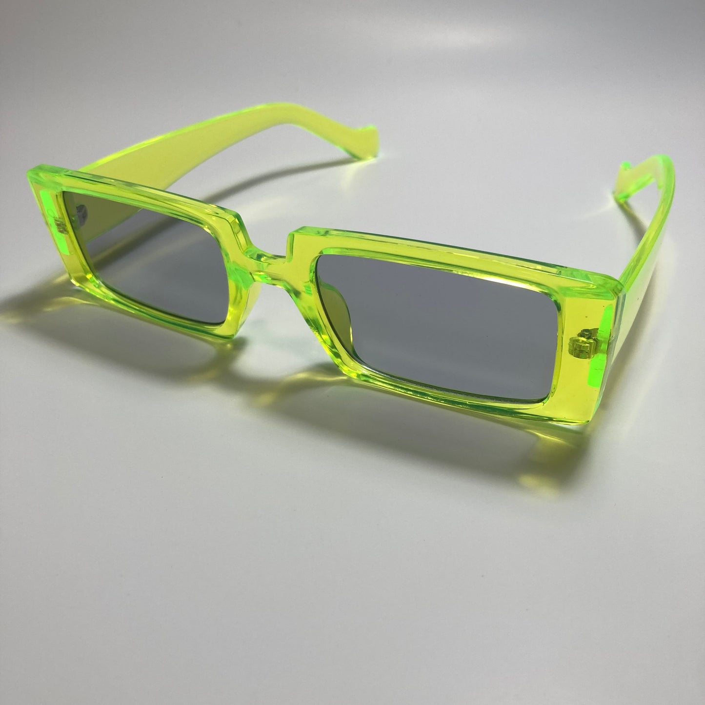 mens and womens neon green and black square y2k sunglasses