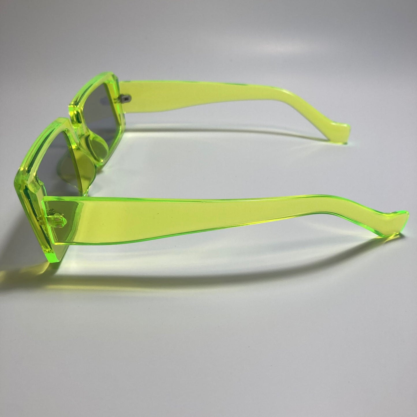 mens and womens neon green and black square y2k sunglasses