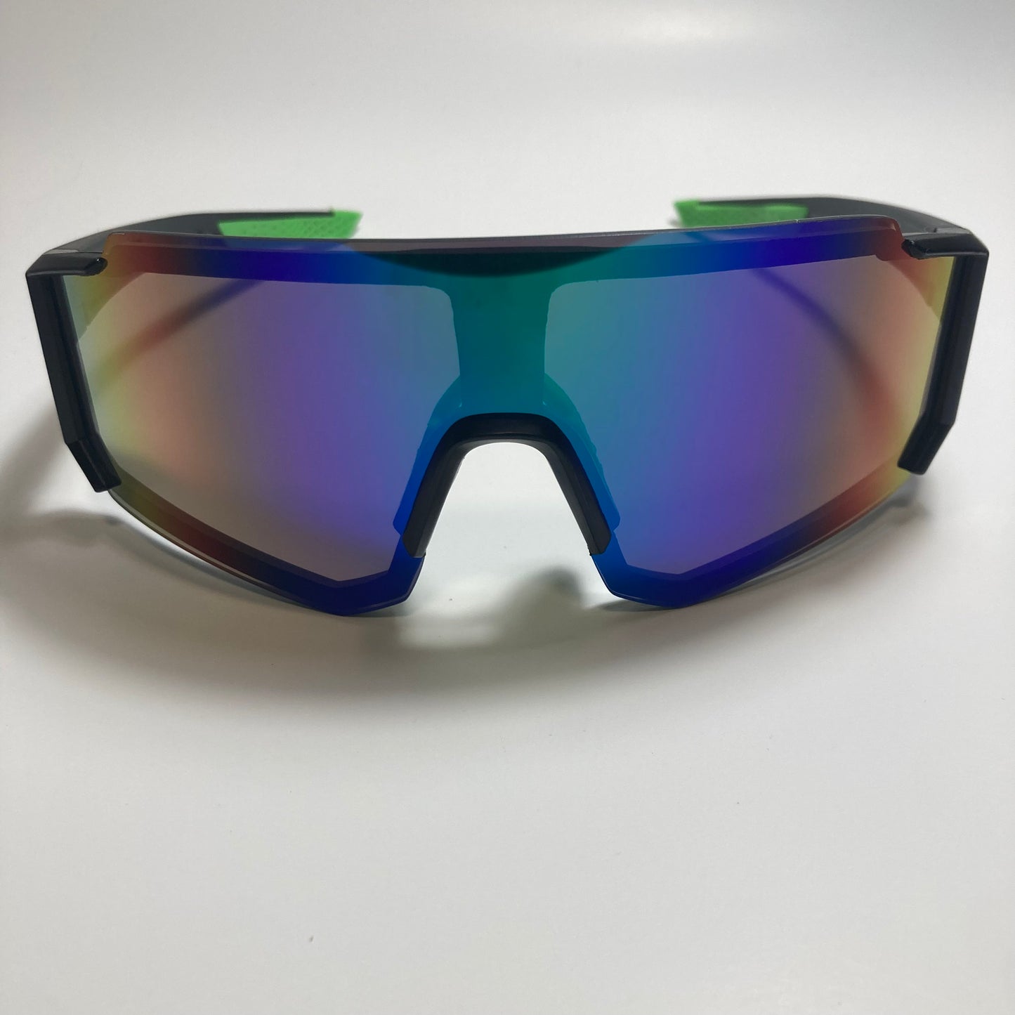 mens green black and blue mirrored cycling glasses