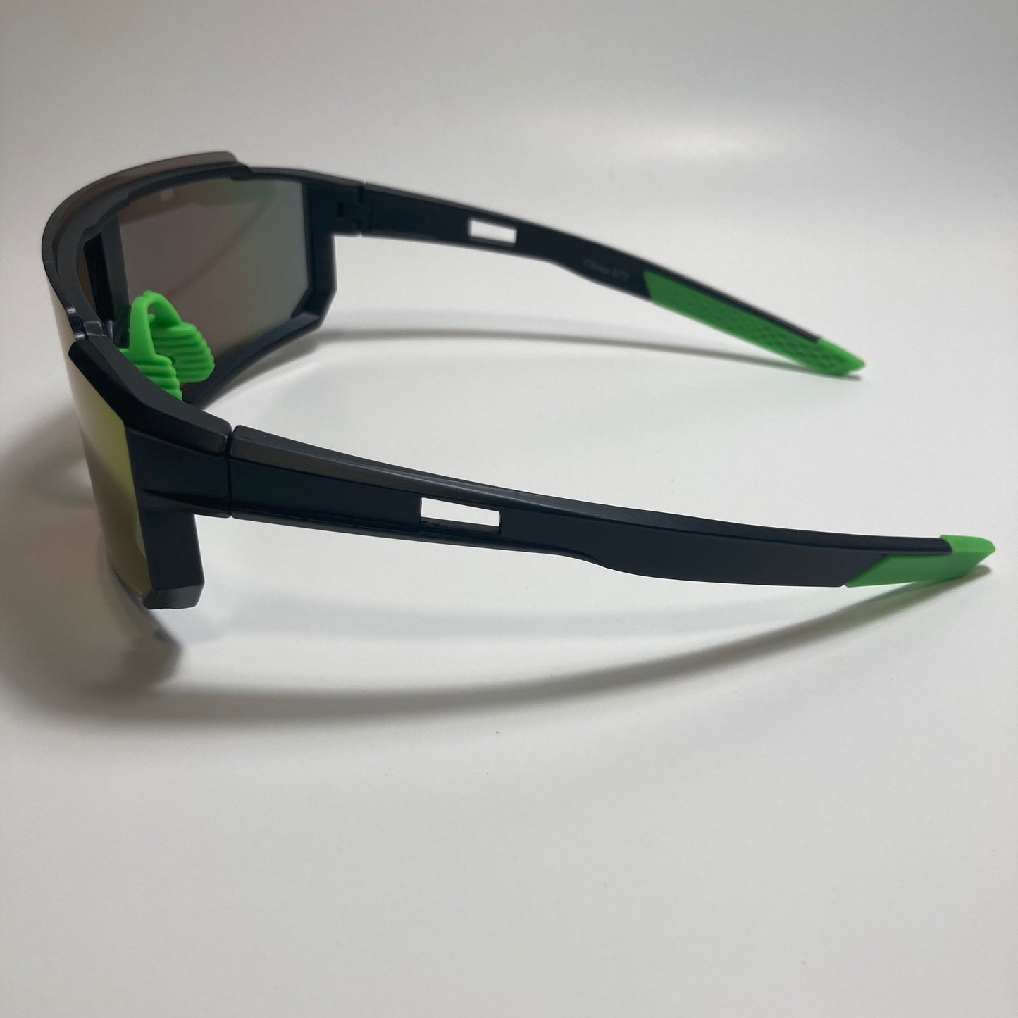 mens green black and blue mirrored cycling glasses