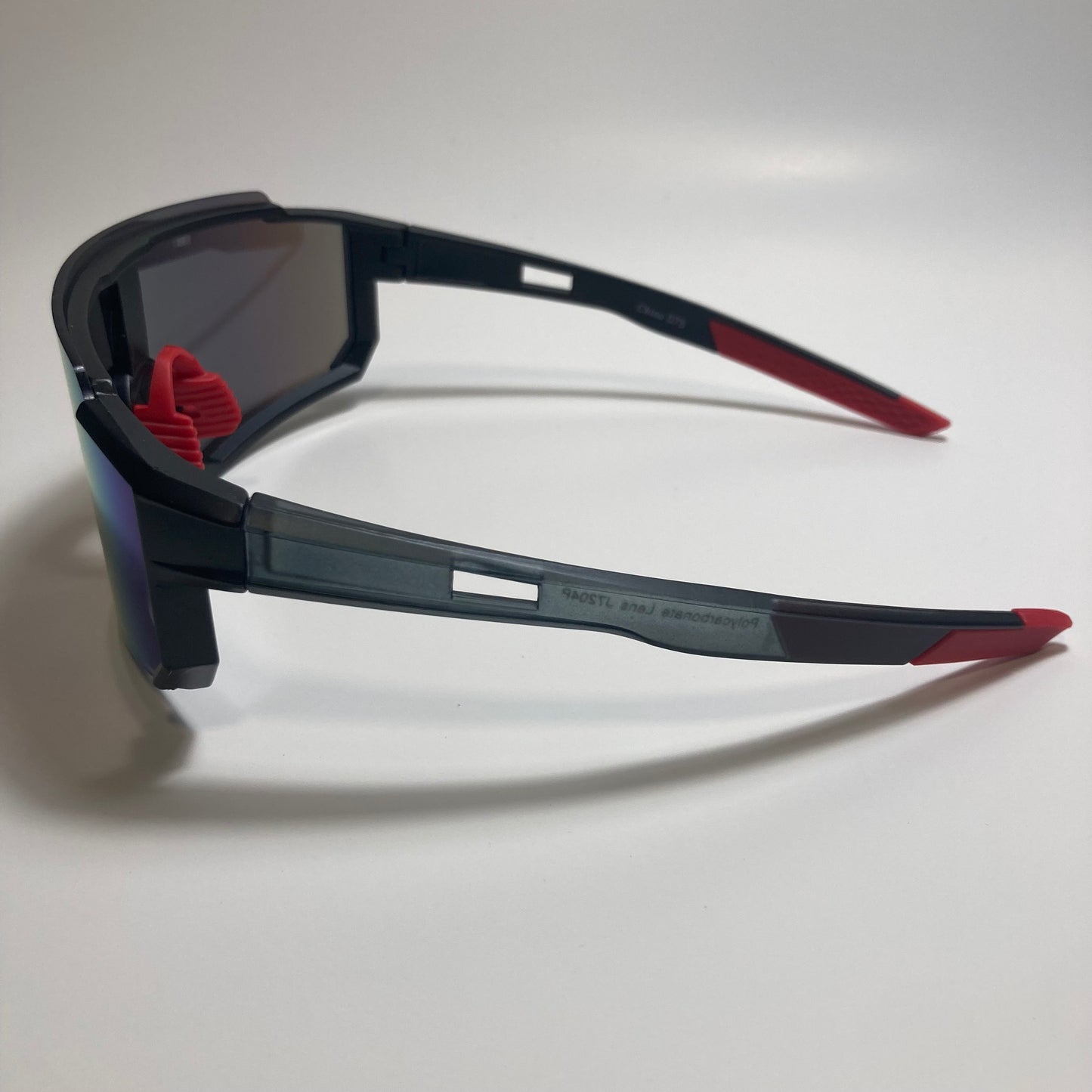 mens black red and yellow mirrored cycling glasses