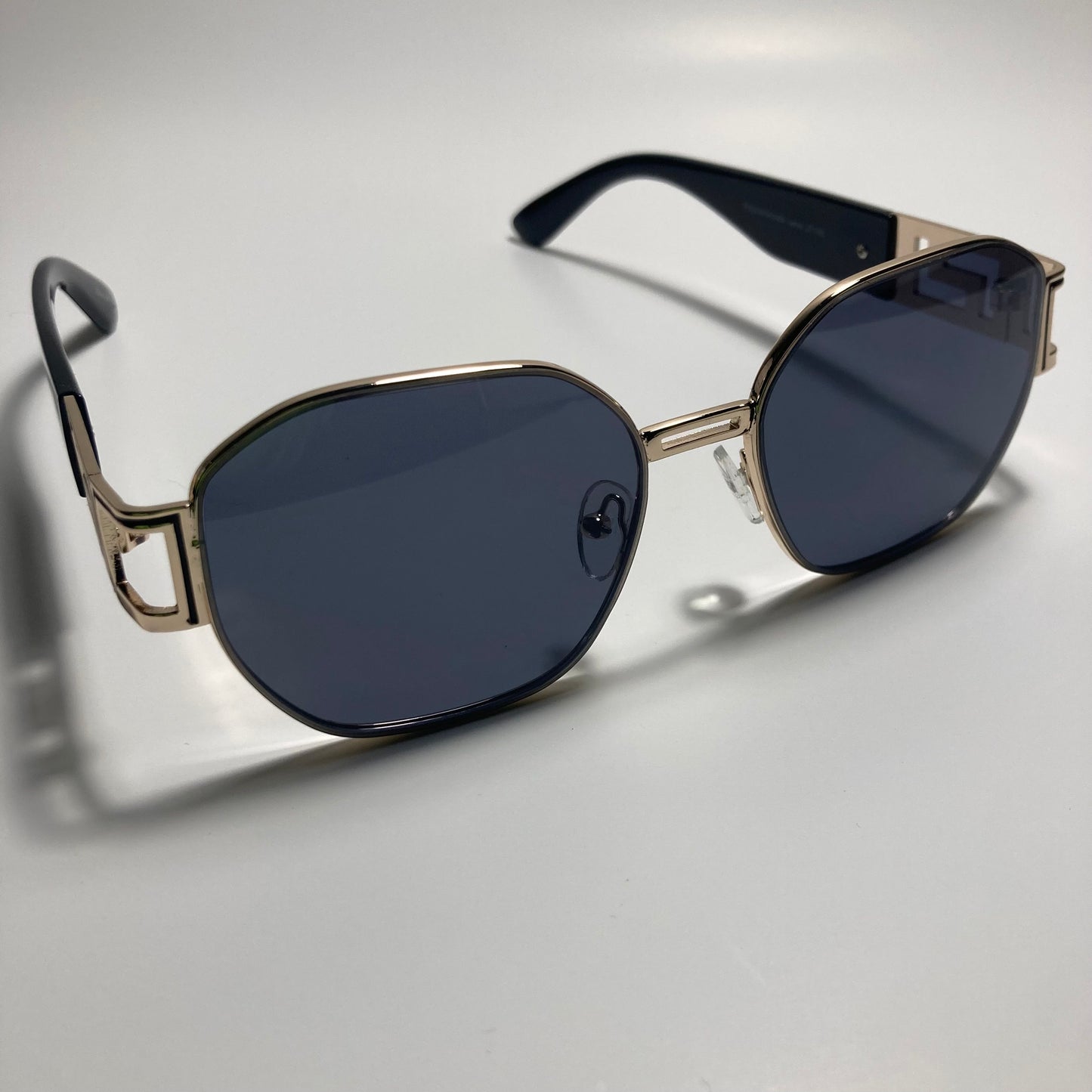 mens and womens black and gold square sunglasses