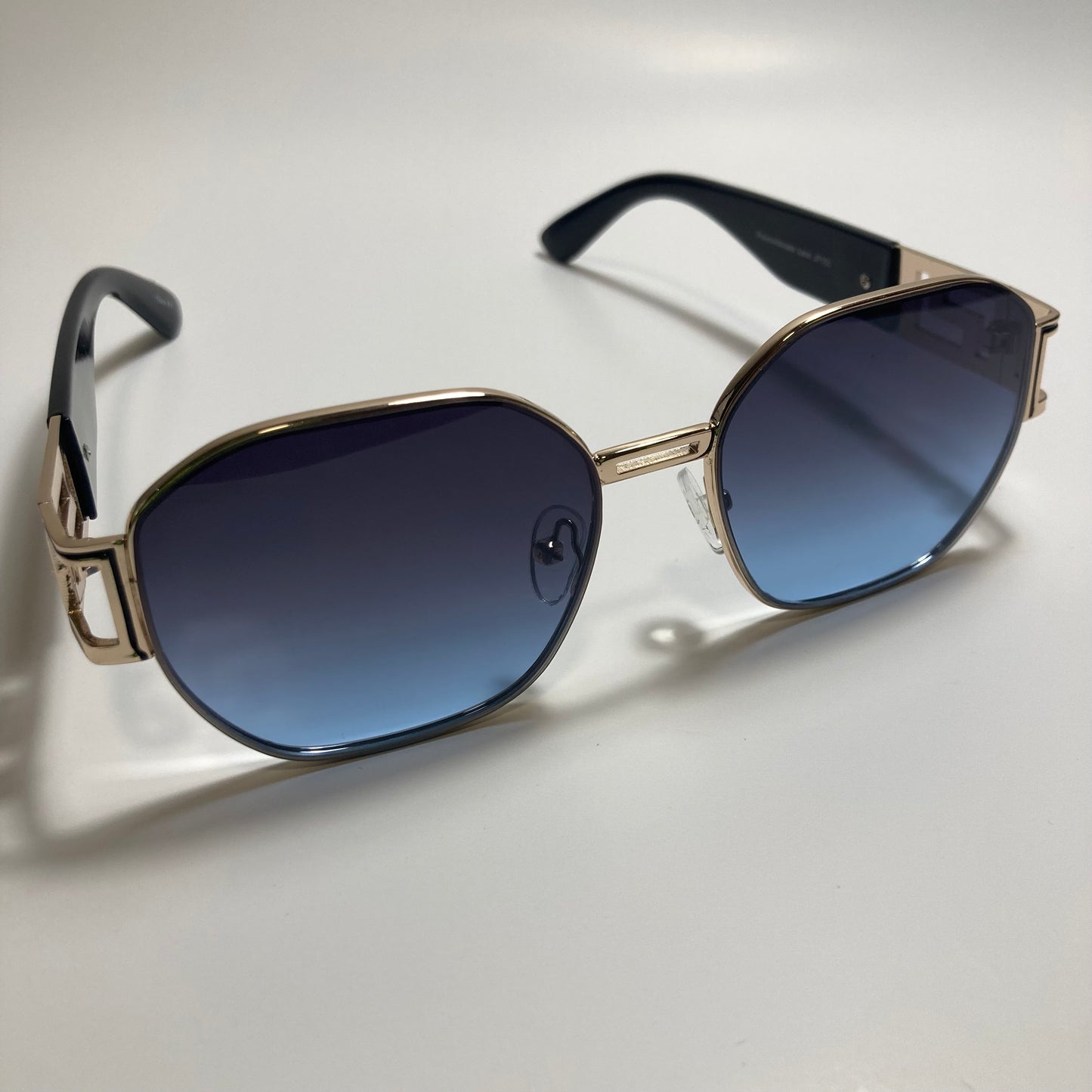 mens and womens black and gold square sunglasses