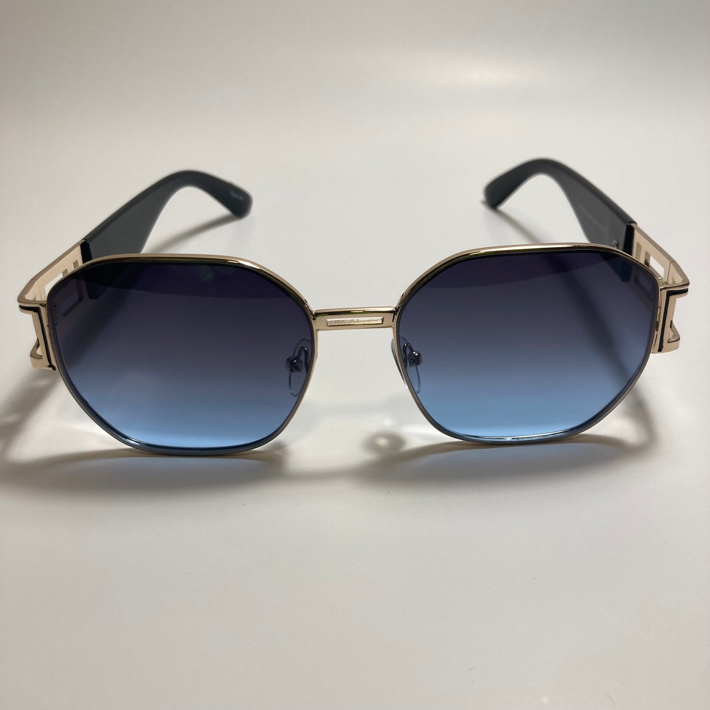 mens and womens black and gold square sunglasses