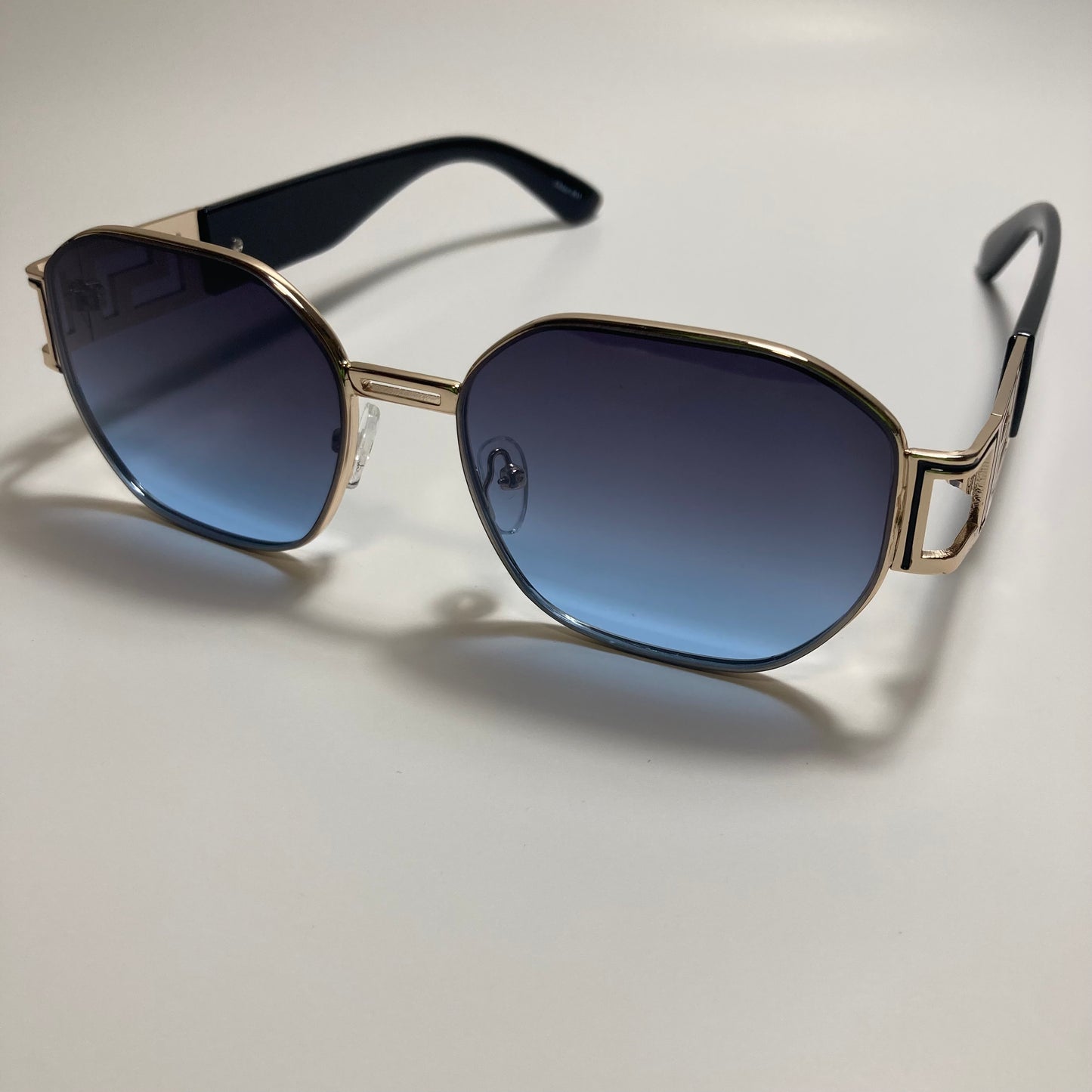 mens and womens black and gold square sunglasses